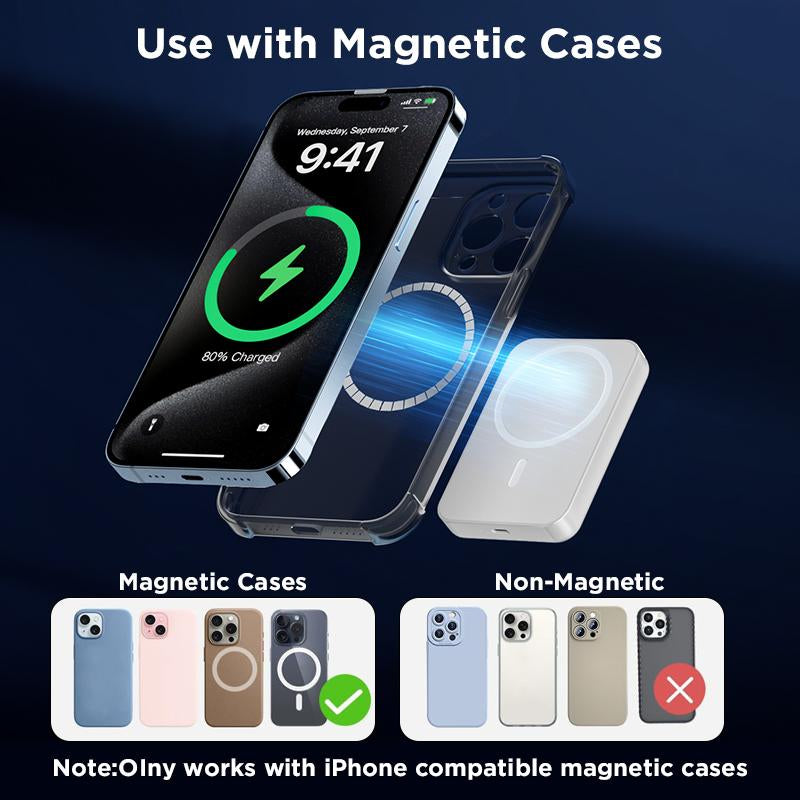 5000Mah Magnetic Power Bank, Wireless Portable Charger, Fast Charging Magsafe Battery Pack for Iphone 17/16/15/14/13/12/Plus/Pro Max, Compact Device Smartphone Chargeable
